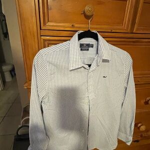 Vineyard Vines White and Blue Checkered Shirt